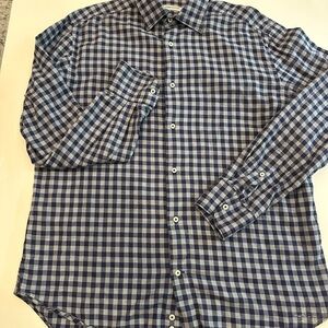 Piattelli Blue and White Plaid Casual Shirt